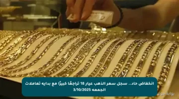 انخفاض حاد.. سجل سعر الذهب عيار 18 تراجعًا كبيرًا مع بداية تعاملات الجمعة 3/10/2025